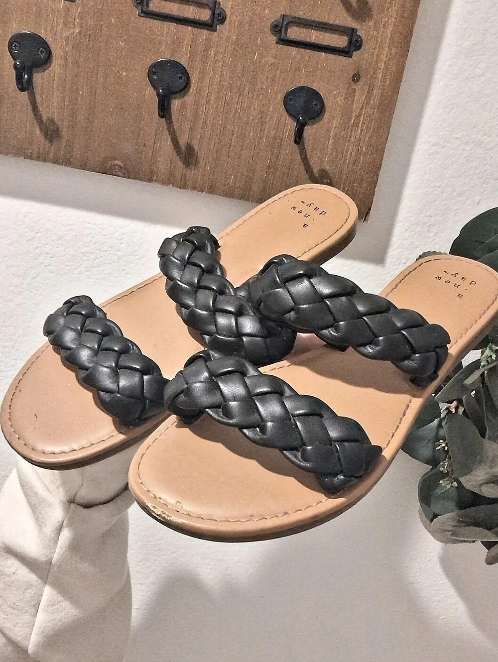 A New Day Lucy Braided Slide Sandals Black